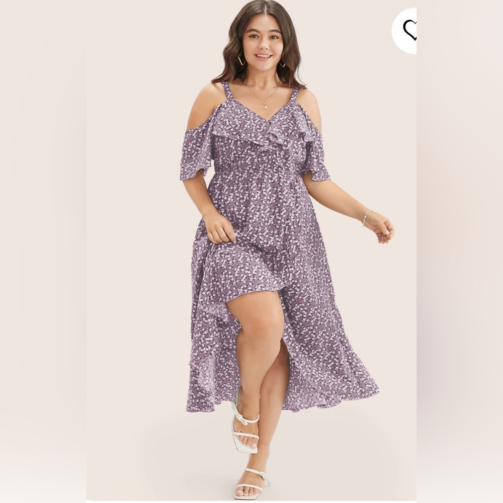 BloomChic Lavender Floral Cold Shoulder Dress